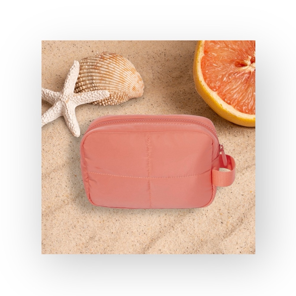 new Ulta ❤︎︎ Puffy Luxe Travel Zip Top Skincare + Makeup Case ❤︎︎ Coral Pink ❤︎︎